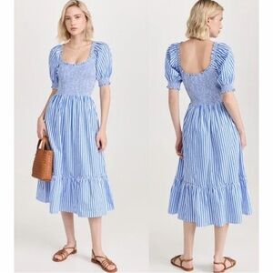 NEW Hill House The Louisa Nap Dress Blueberry Stripe Ruffle Size Large